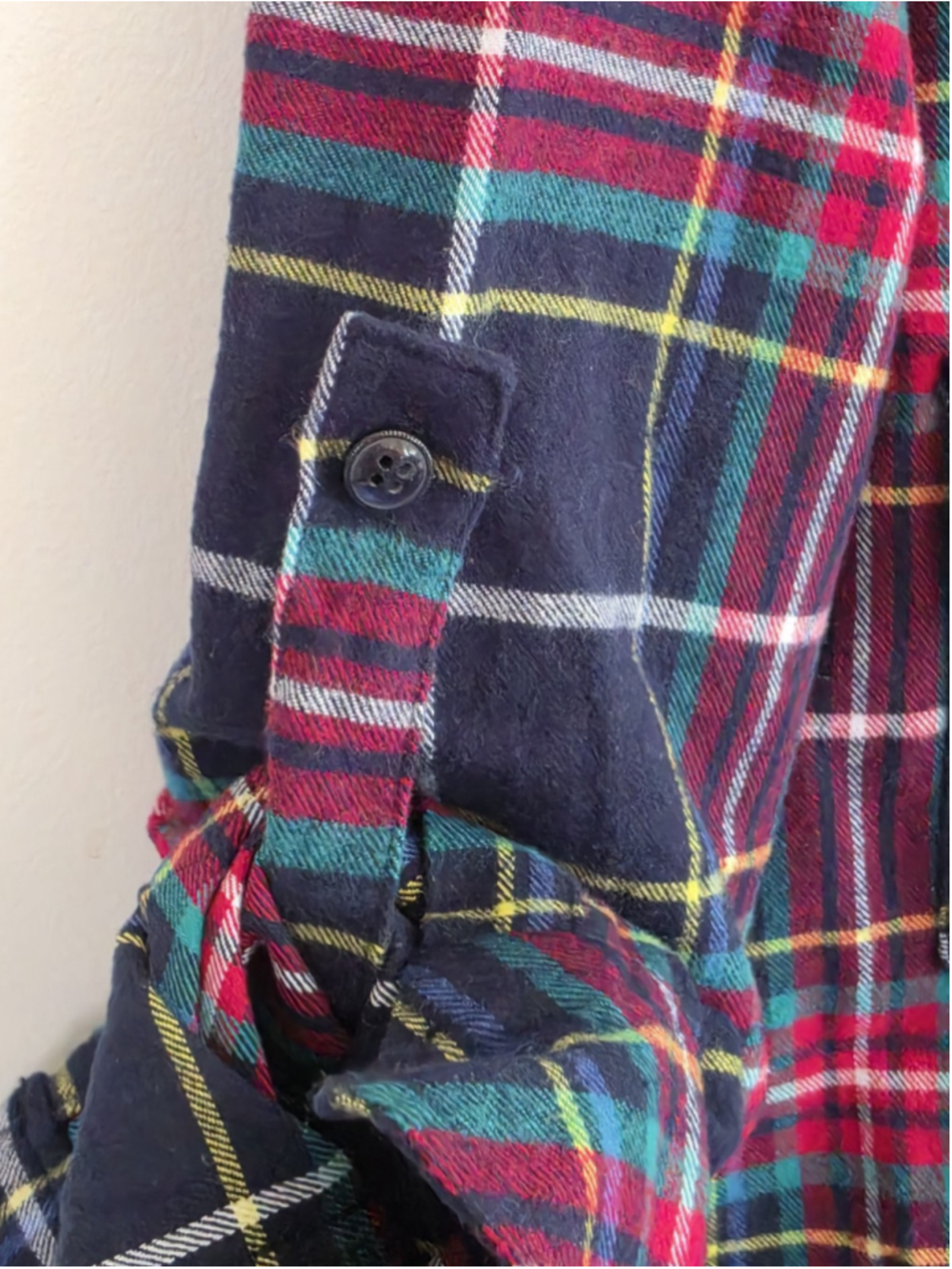 Matchstick M Plaid Flannel Button Up Long Curved Hem Gorpcore Grunge Soft M - Picture 3 of 14